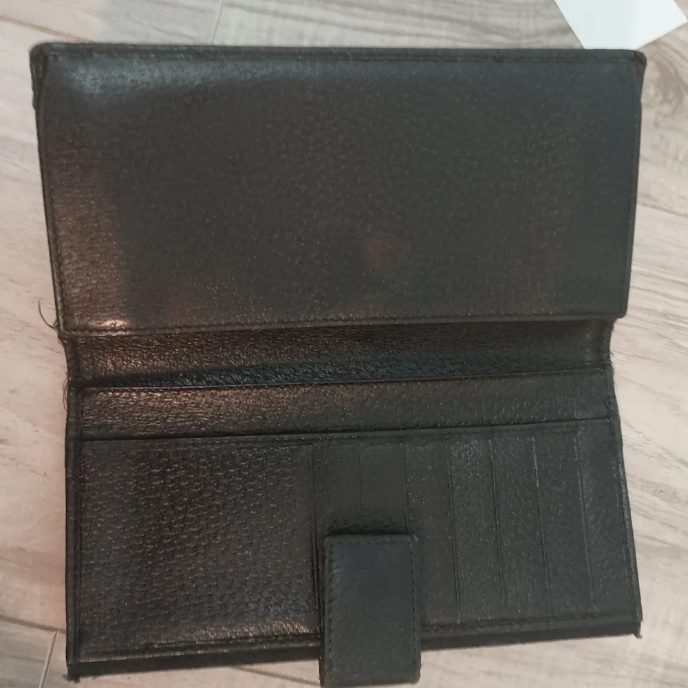 Gucci Authentic Men Eclipse Long Wallet GG Canvas Leather Black Made in Italy